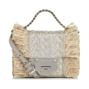 Jimmychoo/吉米周 天然和银色金属拉菲草迷你斜挎包 j000083813001