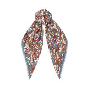 Jimmychoo/吉米周 海军蓝，浅蓝色和红色印花围巾 j000085014001