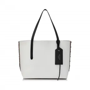 Jimmychoo/吉米周 黑色和白色混色皮革托特包 J000088115001