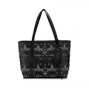 Jimmychoo/吉米周 黑色混合皮革托特包，饰有图形星星点缀 J000089862001