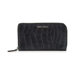 Jimmychoo/吉米周 海军鳄鱼压纹缎面皮革旅行钱包 J000089930001