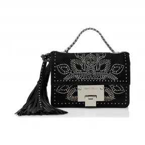 Jimmychoo/吉米周 黑色绒面革和Galaxy Star印花流苏修补包和流苏 J000092568001