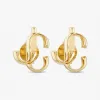 Jimmychoo/吉米周 JCMiniStuds-JC交织字母款形状金色金属迷你耳钉 JCMINISTUDSMFQOO0022