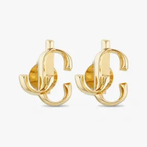 Jimmychoo/吉米周 JCMiniStuds-JC交织字母款形状金色金属迷你耳钉 JCMINISTUDSMFQOO0022