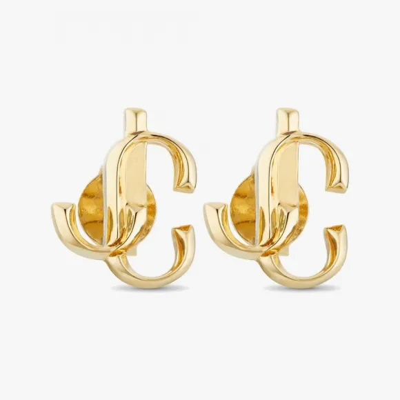 Jimmychoo/吉米周 JCMiniStuds-JC交织字母款形状金色金属迷你耳钉 JCMINISTUDSMFQOO0022