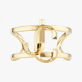 Jimmychoo/吉米周 JCMonogramCuff-JC交织字母金色金属手镯 JCMONOGRAMCUFFMFQOO0022