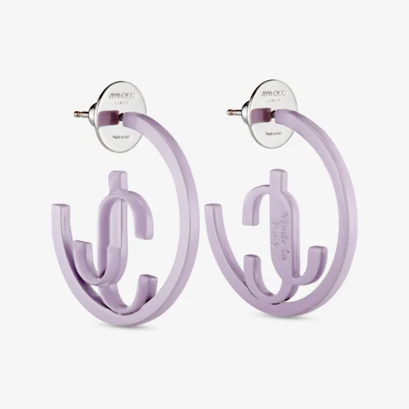 Jimmychoo/吉米周 JC MONOGRAM HOOPS耳环-紫藤色珐琅漆面金属 JC 交织字母大圈耳环 JCMONOGRAMHOOPSBYY051551
