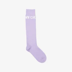 Jimmychoo/吉米周 Ski 滑雪胶囊系列JC SOCKS针织袜-Logo 饰紫藤色羊毛针织袜 JCSOCKS23S0690C9843