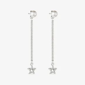 Jimmychoo/吉米周 JC STAR DROP EARRING耳坠-水晶镶嵌星形吊坠银色金属耳坠 JCSTARDROPEARRINGXYYAA0009