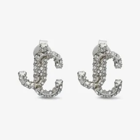 Jimmychoo/吉米周 施华洛世奇水晶饰银色金属 JC 字母耳钉-JC Studs-首饰系列 UK JCSTUDSXYDAA0009