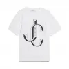 Jimmychoo/吉米周 JC 品牌 logo 款白色棉质宽松 T 恤  JCTEES006080898
