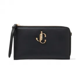 Jimmychoo/吉米周 JC 品牌 logo 款黑色牛皮手机壳  JOLLYCLF010003