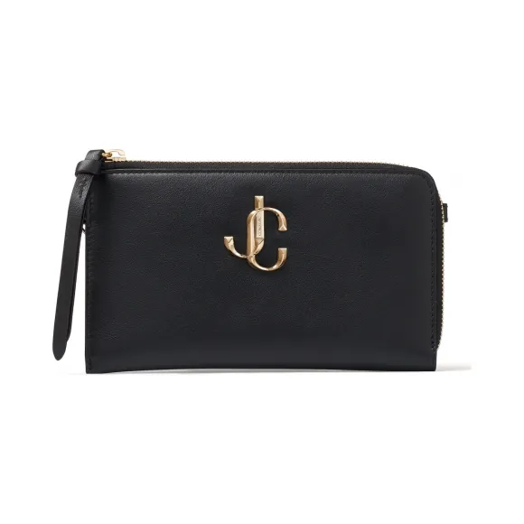 Jimmychoo/吉米周 JC 品牌 logo 款黑色牛皮手机壳  JOLLYCLF010003