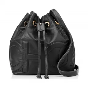 Jimmychoo/吉米周 Choo品牌logo压纹黑色纳帕羊皮抽绳包  JUNOSPJC010003