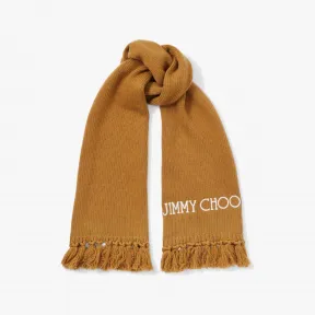 Jimmychoo/吉米周 JUTTA-刺绣JimmyChoo品牌logo款驼色羊毛围巾 JUTTAH65087300S7300C0517