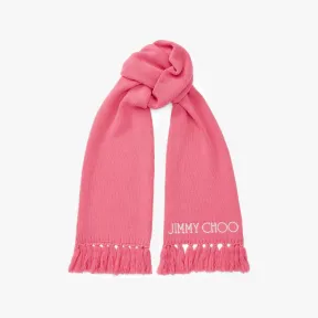 Jimmychoo/吉米周 JUTTA围巾-刺绣 logo 糖粉色羊毛围巾 JUTTAH65087300S730112597