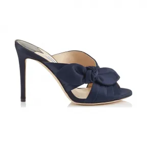 Jimmychoo/吉米周 海军蓝缎布穆勒鞋 KEELY100SAT040014