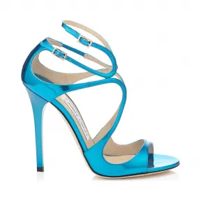 Jimmychoo/吉米周 机器人蓝色镜面皮革凉鞋 LANCEMLE041357