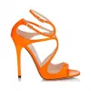 Jimmychoo/吉米周 霓虹橙色蛇皮凉鞋 LANCENAY090382