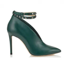 Jimmychoo/吉米周 深绿色闪亮小牛皮短靴 LARK100SNC034383