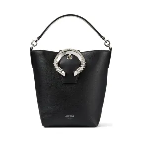 Jimmychoo/吉米周 水晶搭扣黑色小羊皮水桶包  MADELINEBUCKETGTG010003
