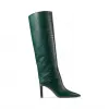 Jimmychoo/吉米周 深绿色鳄鱼压纹皮及膝靴  MAVIS85CCL031838
