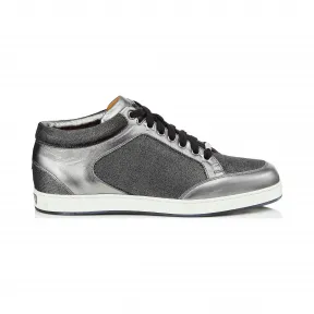 Jimmychoo/吉米周 无烟煤金属丝绒和金属纳帕皮革运动鞋 MIAMIIVM100017