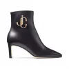 Jimmychoo/吉米周 金色品牌logo装饰黑色牛皮踝靴  MINORI65CLF010003