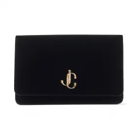 Jimmychoo/吉米周 品牌 logo 装饰黑色丝绒链条钱夹  PALACEVVJ010003