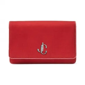 Jimmychoo/吉米周 品牌 logo 装饰泡泡糖粉色丝绒链条钱夹  PALACEVVJ112274