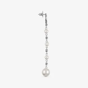 Jimmychoo/吉米周 PEARL DROP EARRING耳坠-水晶饰银色金属珍珠耳坠 PEARLDROPEARRINGXYY0C9458