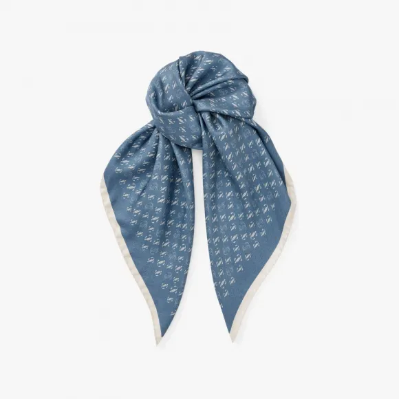 Jimmychoo/吉米周 RETA方巾-丹宁色 JC 字母印花真丝方巾 RETAS779043507