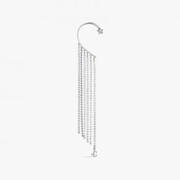 Jimmychoo/吉米周 RightFringeEarcuff-镶施华洛世奇水晶银色星星流苏耳骨夹 RIGHTFRINGEEARCUFFXYD0C5301