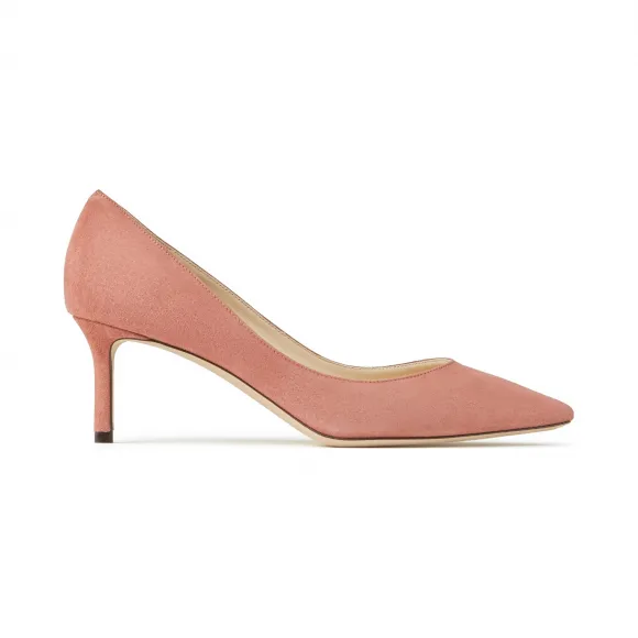 Jimmychoo/吉米周 深绯红色麂皮尖头高跟鞋  ROMY60SUE112285