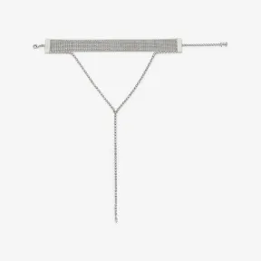 Jimmychoo/吉米周 SAEDA NECKLACE项链-水晶饰银色金属链条项链 SAEDANECKLACECZD0C5301