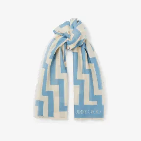 Jimmychoo/吉米周 烟青色 Avenue 印花棉披巾 TEIAS820043506