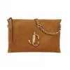 Jimmychoo/吉米周 JC 品牌 logo 款黄棕色麂皮单肩包  VARENNESHOULDERSSUE020005