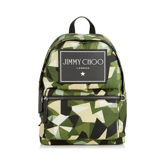 Jimmychoo/吉米周 军绿色混色迷彩尼龙双肩包  WILMERCIN035009