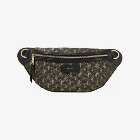 Jimmychoo/吉米周 YORK腰包-黑色金色 JC 字母图案提花卢勒克斯金银纱拼软亮面小牛皮腰包 YORKRAU013790