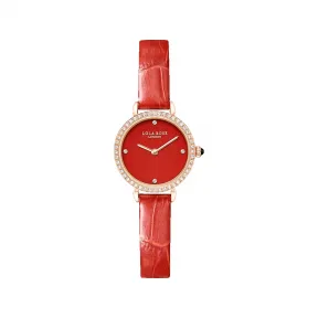 罗拉玫瑰/Lolarose Golden Halo系列镶锆石红色皮带红玉髓腕表 LR2240