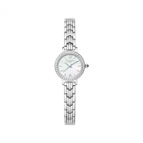 罗拉玫瑰/Lolarose Golden Halo系列镶锆石白金色链式钢带母贝腕表 LR4167