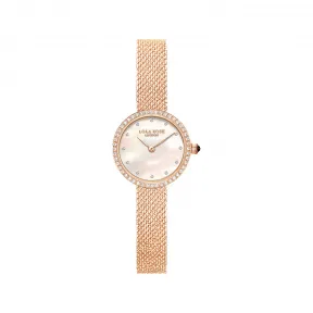 罗拉玫瑰/Lolarose Golden Halo系列玫金色尼兰尼斯钢带母贝腕表 LR4186