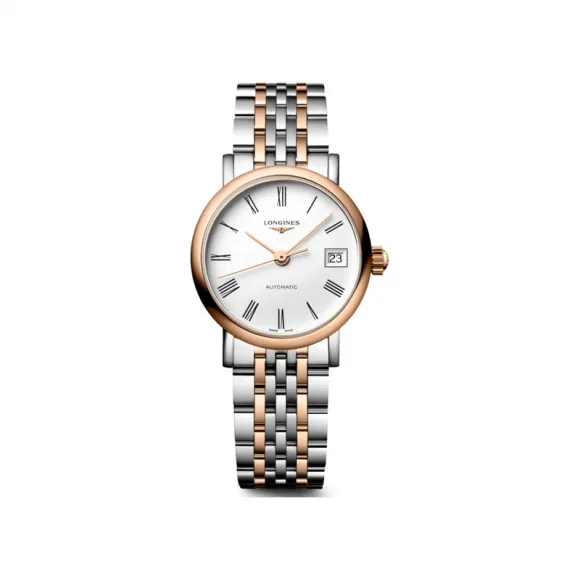 浪琴/Longine 博雅系列 25.50 MM 精钢表壳/200微米 18K包金玫瑰金表圈 自动上链机械机芯 女表 L4.309.5.18.7