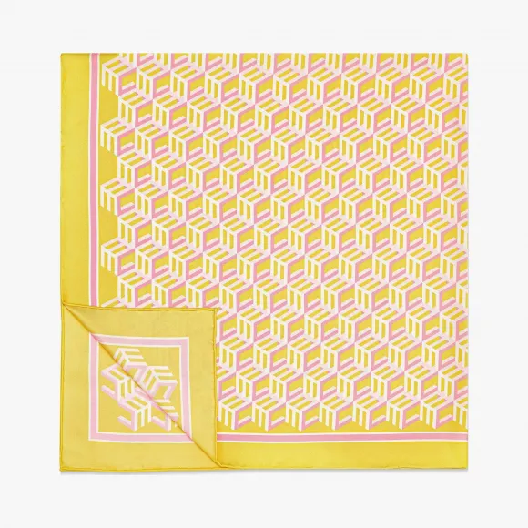 MCM Cubic Monogram印花丝绸围巾 MEFCSCK03Y5001