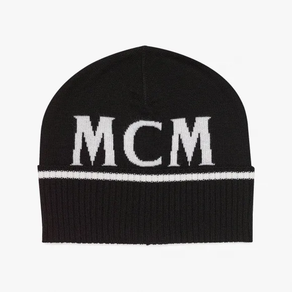 MCM 黑色 毛线帽 MEHDSMM05BK001