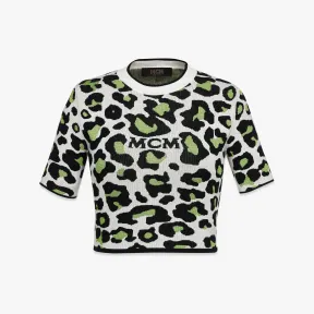 MCM 豹纹短款提花上衣 MFNDSMM03MT00L