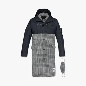 MCM 男士尼龙格纹羊毛大衣 MHCBAMM01BK054