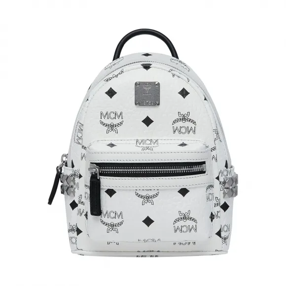 MCM Stark Visetos Bebe Boo 侧边铆钉双肩背包 MMK6SVE92WT001