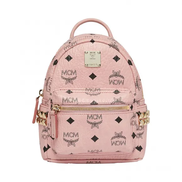 MCM Stark Bebe Boo Visetos 侧边铆钉双肩背包 MMK7AVE92PZ001