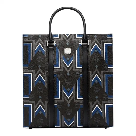 MCM Traveler Gunta M Visetos 条纹手提包 MUT8SVY08BK001